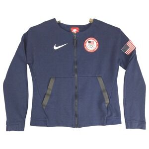 Nike Team USA Olympic Full Zip Sweatshirt Navy Blue Jacket 806996-473 Womens S